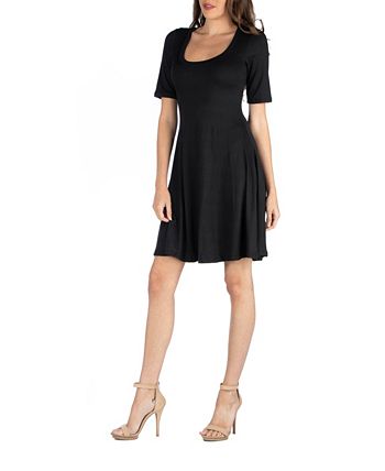 24seven Comfort Apparel Women's A-Line Dress with Elbow Length Sleeves ...