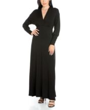 24seven Comfort Apparel Womens Long Sleeve Side Slit Fitted Black Maxi  Dress-grey-1x : Target