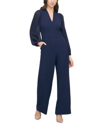 macy's navy blue jumpsuit