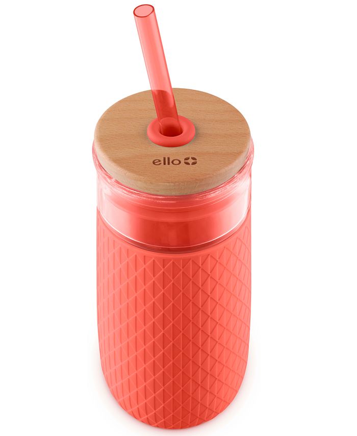 Ello Devon 18Oz. Glass Tumbler with Silicone Protection & Straw