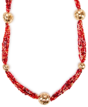 image of Style & Co Gold-Tone Ball & Seed Bead Multi-Strand Necklace, 35-1/2