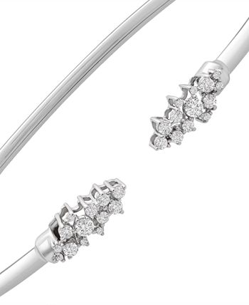 Wrapped - Diamond Scattered Cluster Flex Cuff Bangle Bracelet (1/3 ct. t.w.) in Sterling Silver