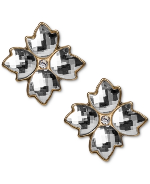 image of Patricia Nash Gold-Tone Crystal Floret Button Earrings