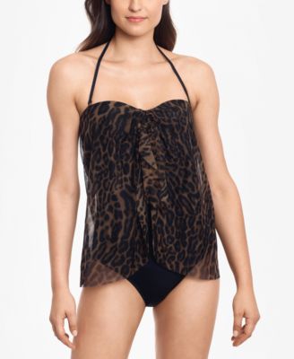 Ocelot Printed Flyaway Strapless One-Piece Swimsuit