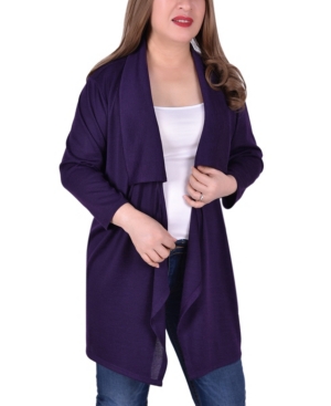 Ny Collection Women's Plus Size Long Sleeve Wide Lapel Cardigan