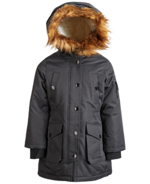 Diesel Big Girls Hooded Parka with Faux-Fur Trim