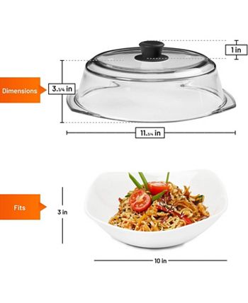 Microwave Plate Cover Lid with Easy Grip Handle Safe Tempered Glass  Microwave Food Cover Splatter Cover Guard 