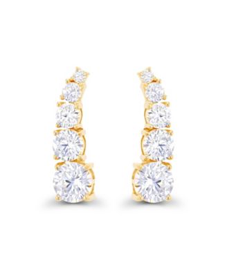 Cubic Zirconia 14K Rose Gold Graduated Curved Ear Climbers (Also in 14k Gold Over Silver or 14k Rose Gold Over Silver)