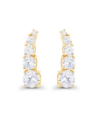 Macy's Cubic Zirconia 14K Gold Graduated Curved Ear Climbers - Macy's