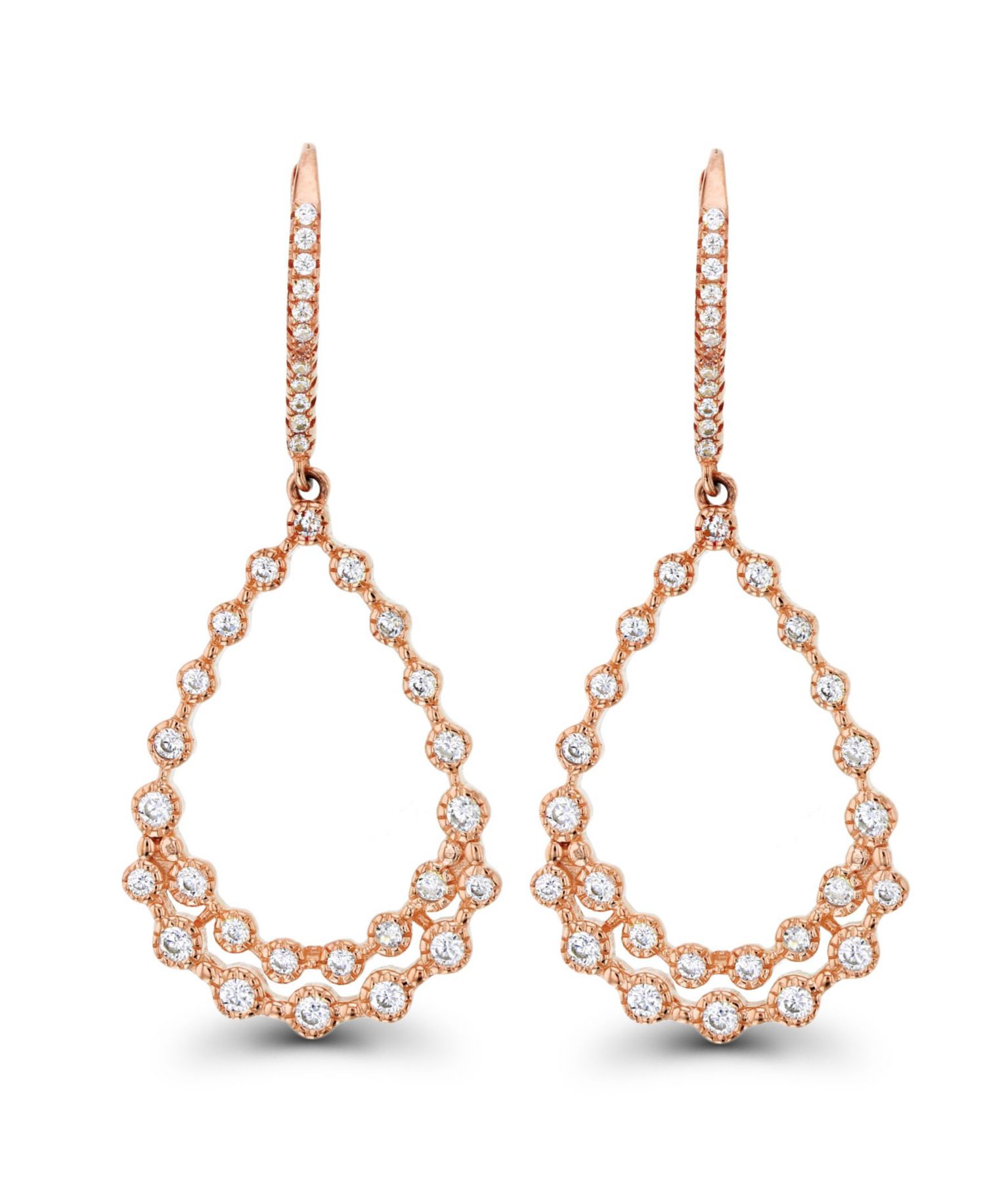 Cubic Zirconia Bezel Diamond Cut Pear Shaped Earrings in Sterling Silver (Also in 14k Gold Over Silver or 14k Rose Gold Over Silver)