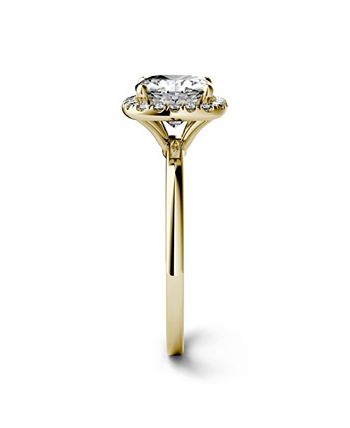 Charles & Colvard - Moissanite Cushion Halo Engagement Ring 1-3/8 ct. t.w. Diamond Equivalent in 14k White or Yellow Gold