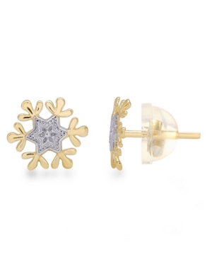 image of Disney Children-s Frozen Snowflake Stud Earrings in 14k Gold