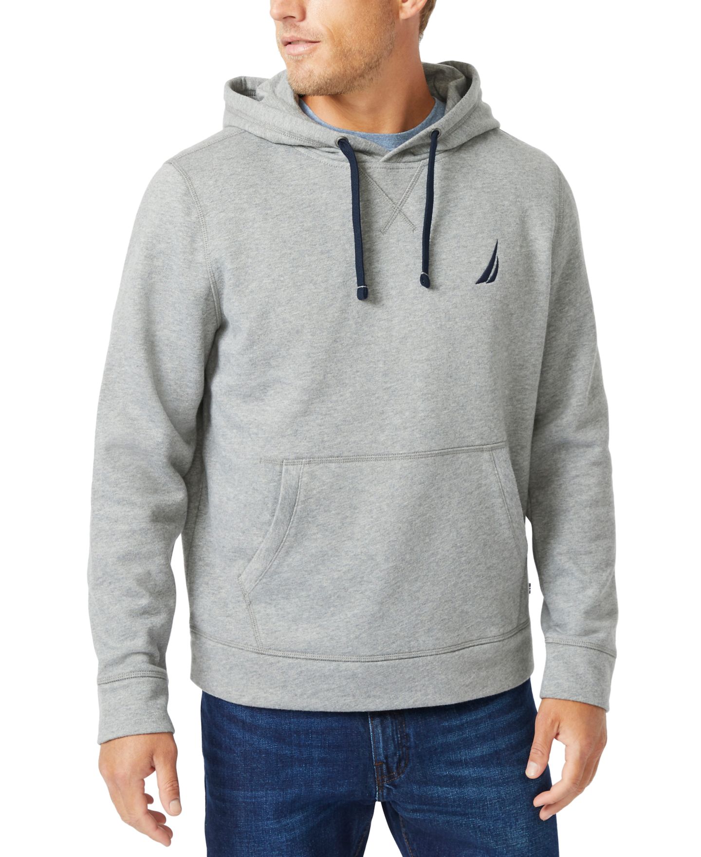 Мужское худи Nautica Logo Fleece, цвет: Каменный серый меланжевый — фото 1