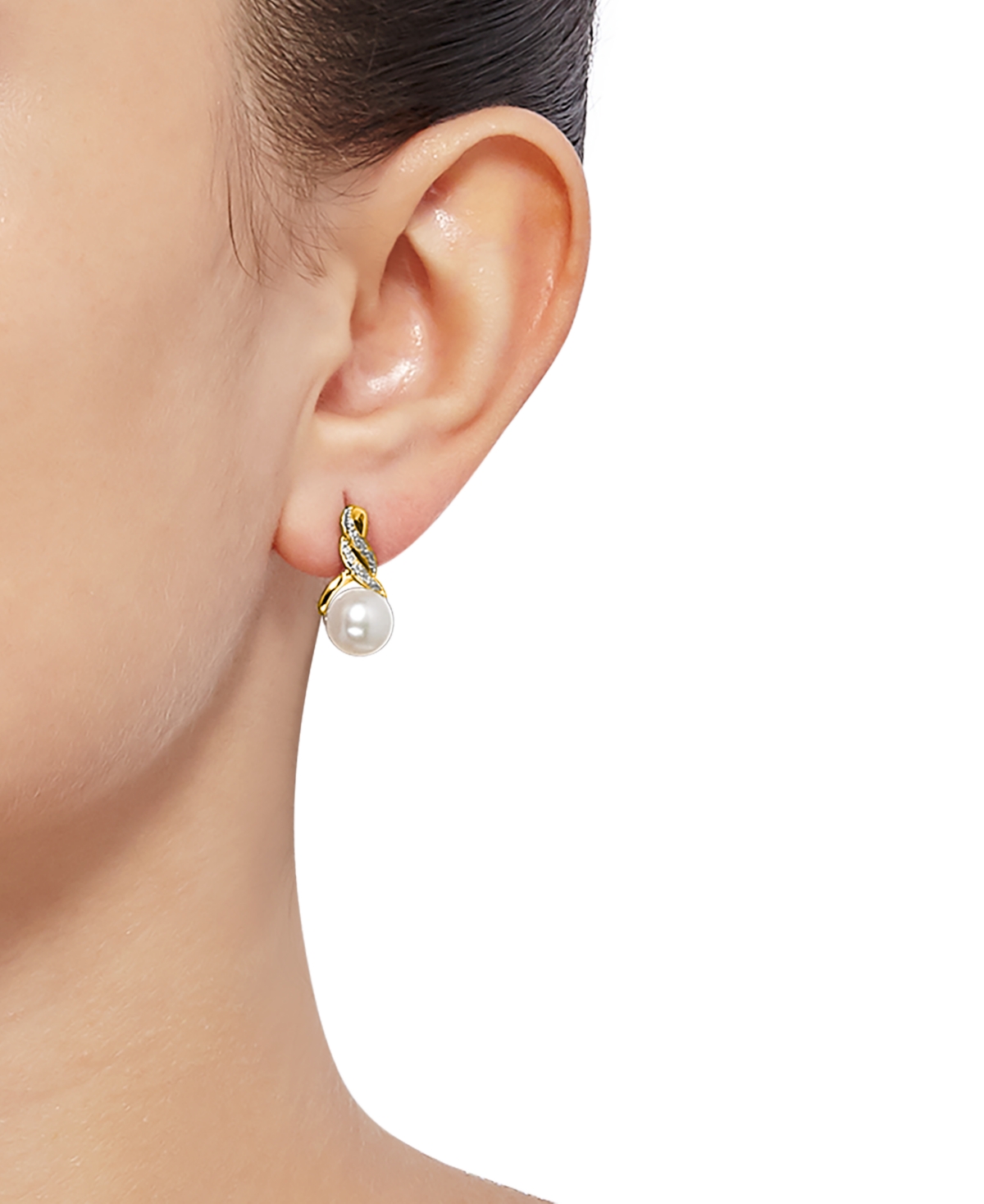 Macy s Cultured Freshwater Pearl 8 9mm and Diamond Accent Pendant Necklace and Earrings Set in Sterling Silver or 14k Gold Over Silver Gold Over Silver Smart Closet