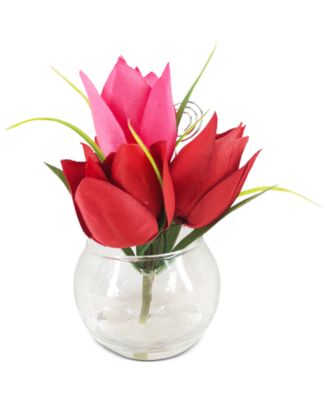 Martha Stewart Collection - Valentine's Day Artificial Red Tulip Place Card Holder