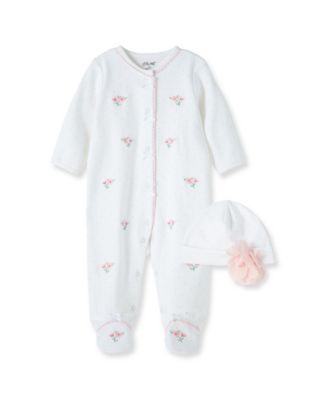 Baby Loren Pima Girls Hazel Yellow Floral Ruffle Footie main image 0