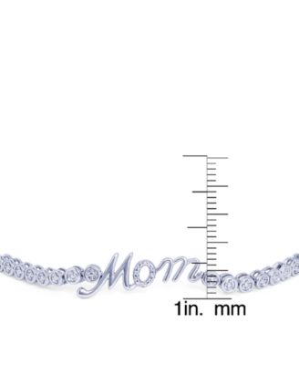 Diamond Accent Mom Adjustable Bolo Bracelet in Silver Plate or Gold Plate