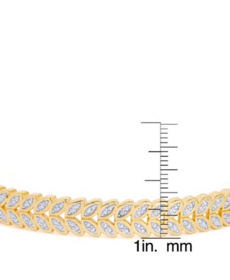 Diamond Accent Leaf Bangle in Gold-Plate