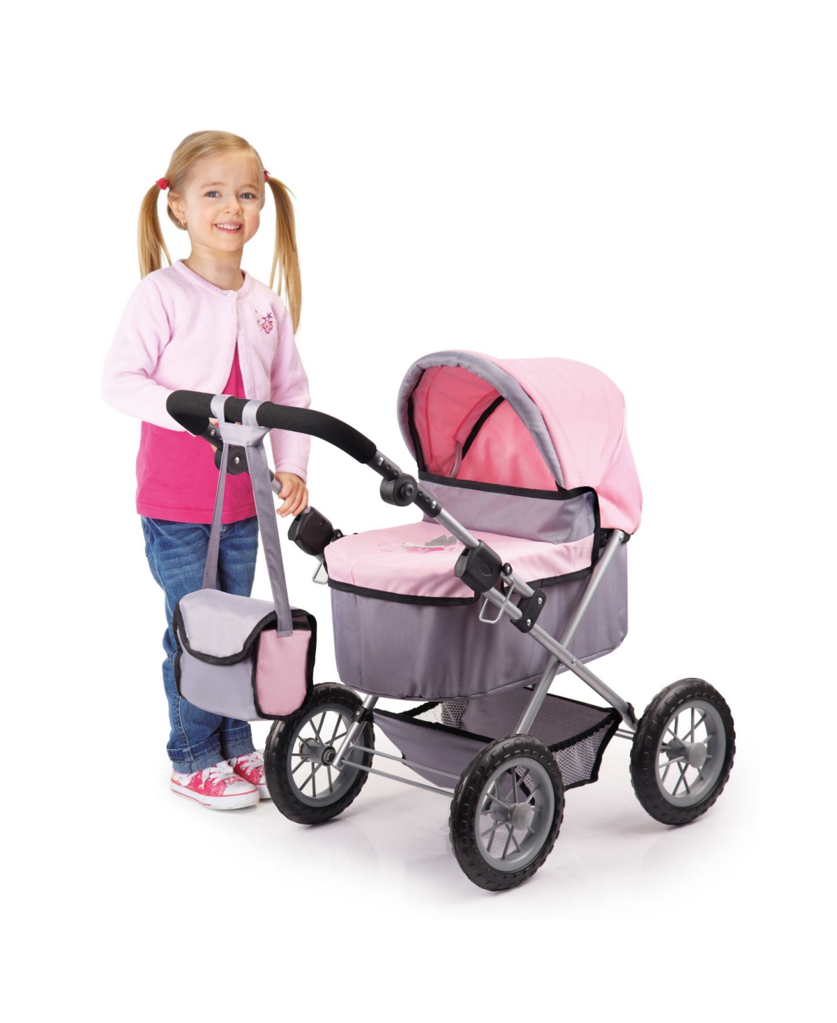 Shop Redbox Trendy Pram Stroller For Toy Baby Dolls In Gray,pink