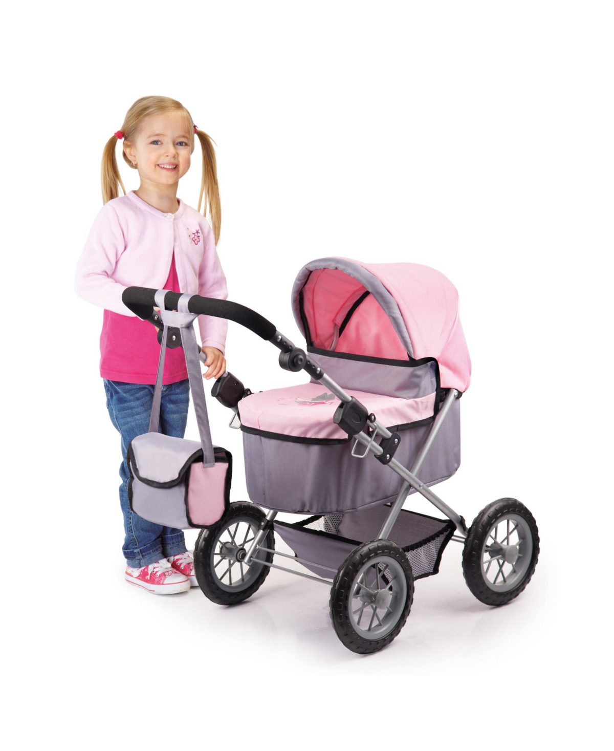 Redbox Trendy Pram Stroller For Toy Baby Dolls In Gray,pink