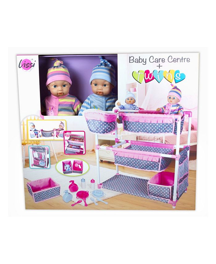 Redbox Lissi Dolls Baby Care Center for Twins with 2 Toy Baby Dolls and