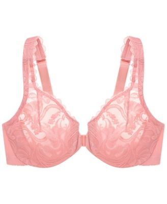 Women's Full Figure Plus Size Wonderwire Front Close Stretch Lace Bra 9245