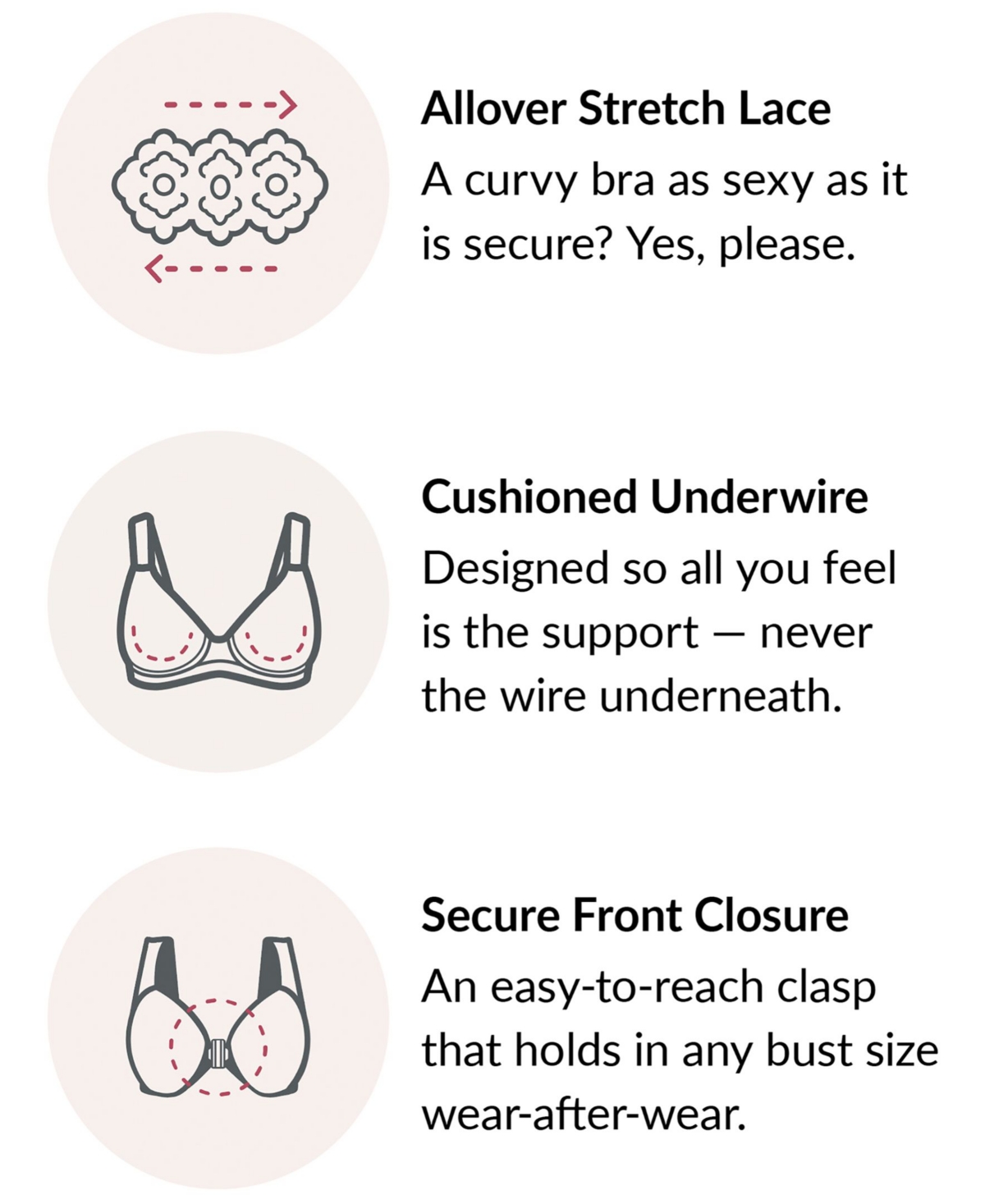Glamorise Women's Full Figure Plus Size Wonderwire Front Close Stretch Lace Bra