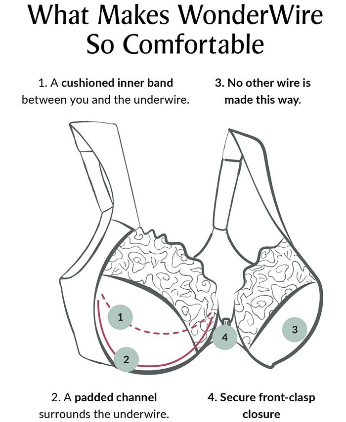 Women's Full Figure Plus Size Wonderwire Front Close Bra 1245 - White