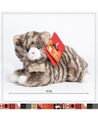FAO Schwarz Toy Plush Realistic Tabby Cat
