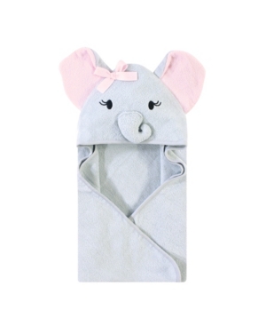 Touched By Nature Baby Boys And Girls Organic Cotton Animal Face Hooded Towels In Open Pink