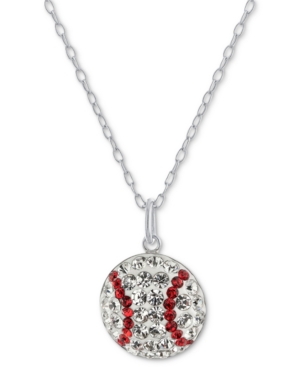 Giani Bernini Crystal Baseball 18" Pendant Necklace In Sterling Silver, Created For Macy's In Multi