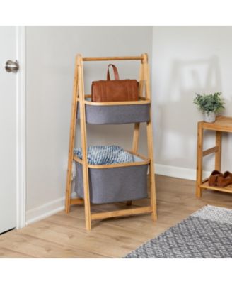 Honey Can Do - Bamboo & Canvas 2-Tier Collapsible Shelves