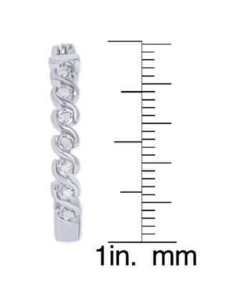 Diamond Accent "S" Link Hoop Earrings in Silver Plate