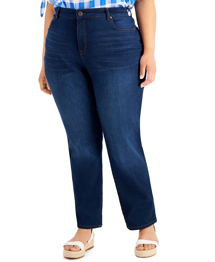 Style & Co Plus Size High-Rise Straight Jeans, Created for Macy's ...