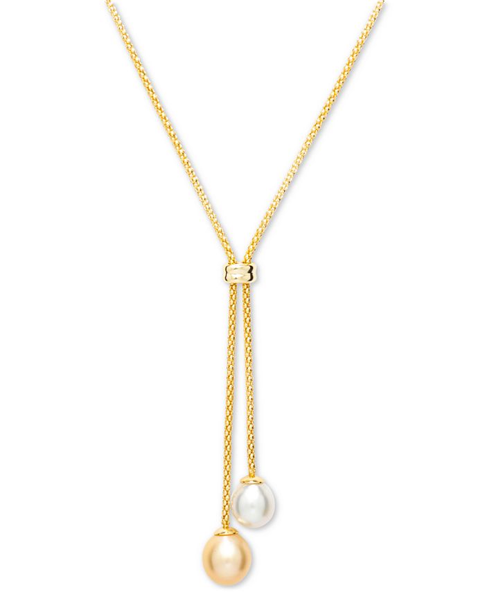 Macy s Golden and White South Sea Pearl 10 x 11mm Lariat