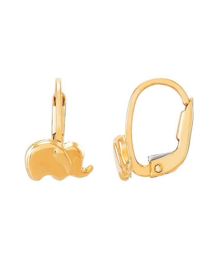 Macy s Childrens Tiny Elephant Earrings in 10K Yellow Gold Macy s