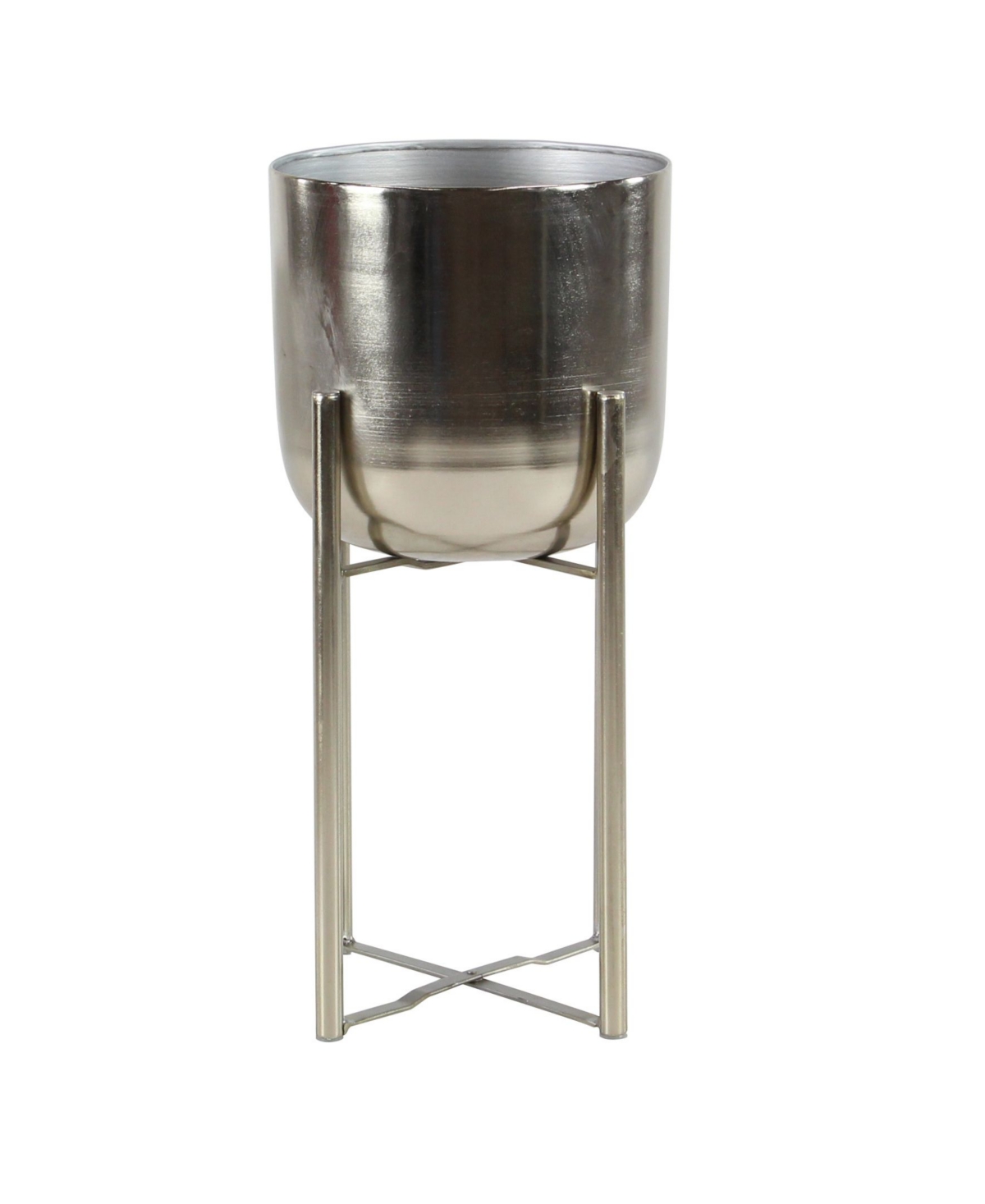 Rosemary Lane Bucket Planter With Stand, Set Of 2 In Gold-tone