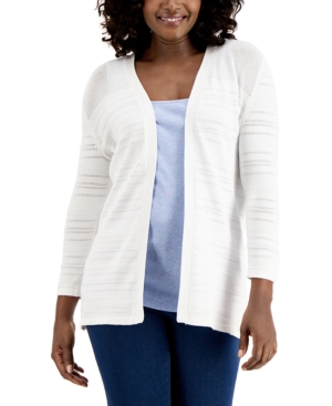 Karen Scott Pointelle-Knit Open Cardigan Created for Macy's