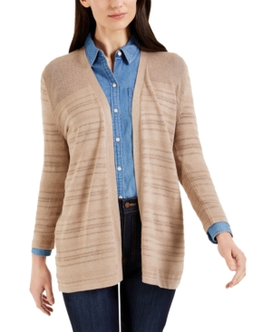Karen Scott Pointelle-Knit Open Cardigan Created for Macy's
