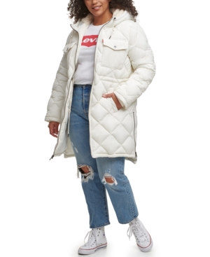 Levi's Trendy Plus Size Diamond-Quilted Hooded Long Parka Jacket