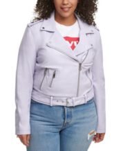 Plus size cheap purple leather jacket