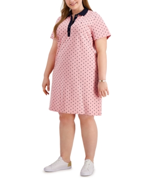 Tommy Hilfiger Plus Size Dot Print Short-Sleeve Polo Dress Created for Macy's