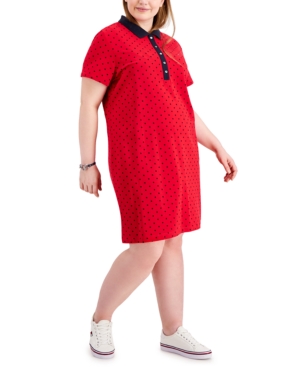 Tommy Hilfiger Plus Size Dot Print Short-Sleeve Polo Dress Created for Macy's