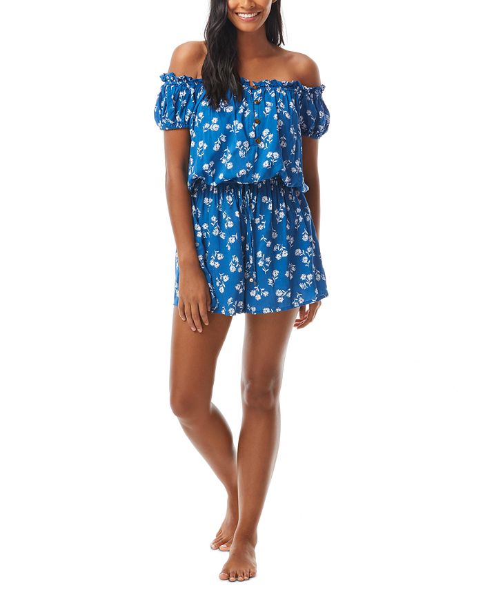 kate spade new york Printed Off-The-Shoulder Cover-Up Romper & Reviews -  Swimsuits & Cover-Ups - Women - Macy's