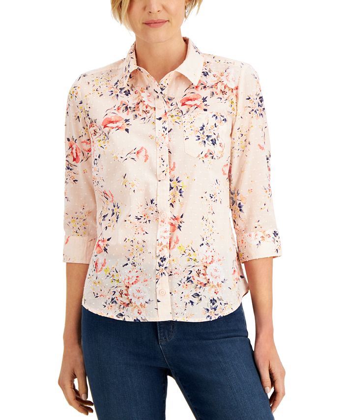 Karen Scott Cotton Floral Print Shirt Created for Macy s Macy s