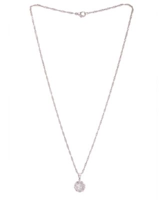 Cubic Zirconia Millennial Ball Pendant Necklace 16" in Silver Plate