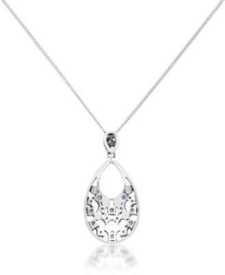 Pave Amethyst Teardrop Pendant and a Curb Chain