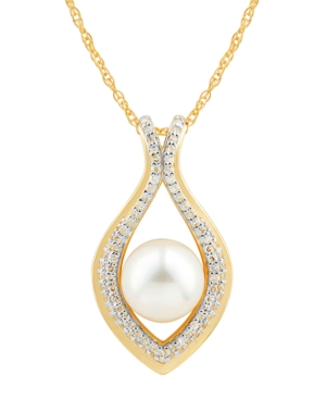 image of Honora Cultured Freshwater Pearl (8mm) & Diamond (1/5 ct. t.w.) 18