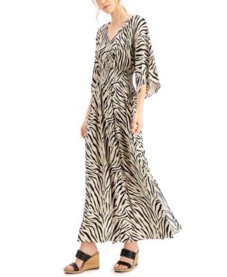 INC International Concepts Smocked Zebra-Print Dress, Created for Macy's