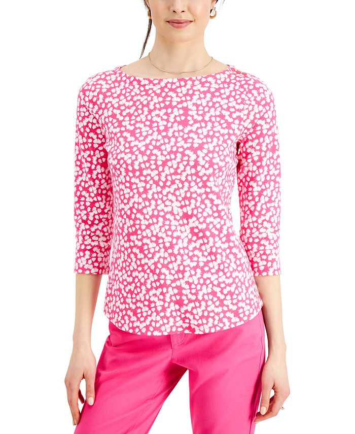 Charter Club Cotton Ditsy-Floral Top, Created for Macy's - Macy's